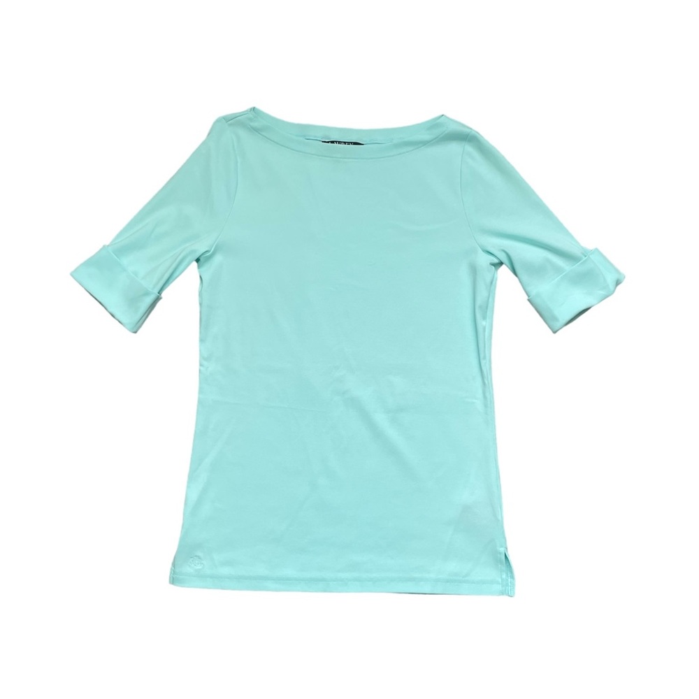 NWOT Ralph Lauren Stretch Basic Cuffed Short Sleeve Blouse (size M)